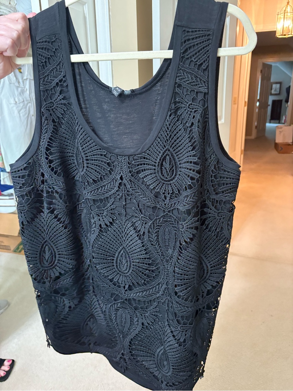Lane Bryant Black Crochet Lace Tank Top